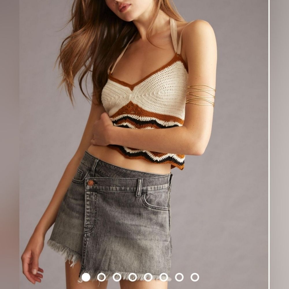 Anthropologie Pilcro Frayed Denim Skort Size 28